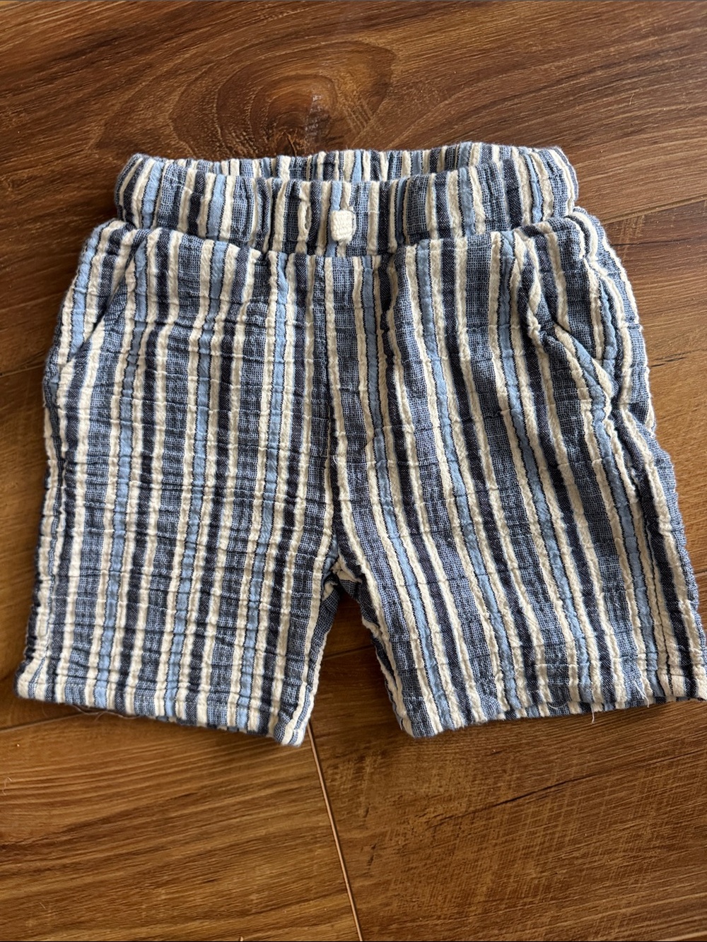 Zara Striped Cotton Shorts - Blue & Cream